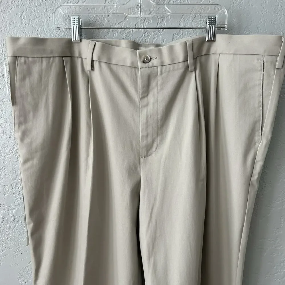 Dockers Signature Khaki Pleated Pant Men’s 44x30 Classic Fit Best Pressed